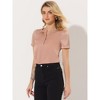 Allegra K Women's Satin Pleated Round Neck Button Front Puff Sleeve Office Blouse - 2 of 4