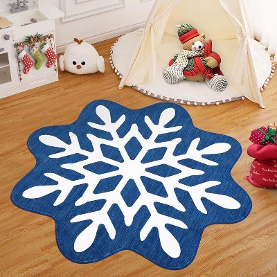 Christmas Snowflake Rug 3x3 Bathroom Rugs Christmas Doormats Machine Washable Area Rug