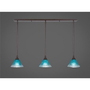 Toltec Lighting Any 3 - Light Chandelier in  Bronze with 7" Teal Crystal Shade - 1 of 1