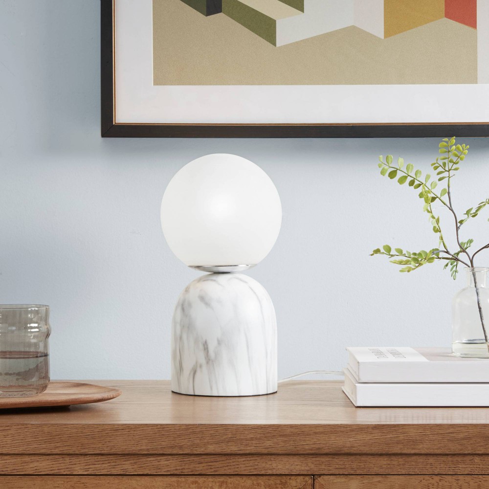Photos - Floodlight / Garden Lamps Nelia Frosted Glass Globe Resin Table Lamp White - Ink+Ivy