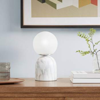 Nelia Frosted Glass Globe Resin Table Lamp White - Ink+Ivy