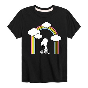 Boys' - Peanuts - Snoopy Looking Up Rainbow Short Sleeve Graphic T-Shirt - 1 of 4