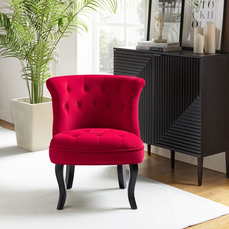 Louise Traditional Velvet Upholstered Wingback Side Chair with Button-Tufted  | Karat Home, 3 of 13