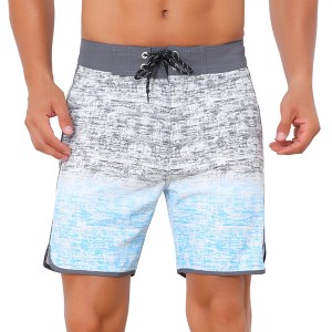 INSPIRE CHIC Men's Summer Drawstring Elastic Waist Color Block Beach Board Shorts - 1 of 4