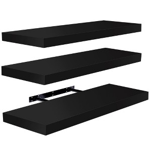 Set of 3 (24"x9") Sorbus Rectangle Floating Shelves with Invisible Brackets - for Bedroom, Kitchen Decor, Bathroom Shelves - 1 of 4