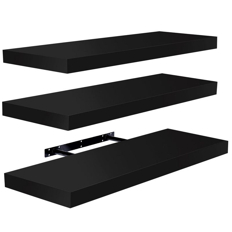 Set of 3 (24"x9") Sorbus Rectangle Floating Shelves with Invisible Brackets - for Bedroom, Kitchen Decor, Bathroom Shelves, 1 of 7