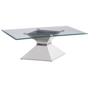 Coaster,Jenny Glass Top Stainless Steel Coffee Table - 1 of 4