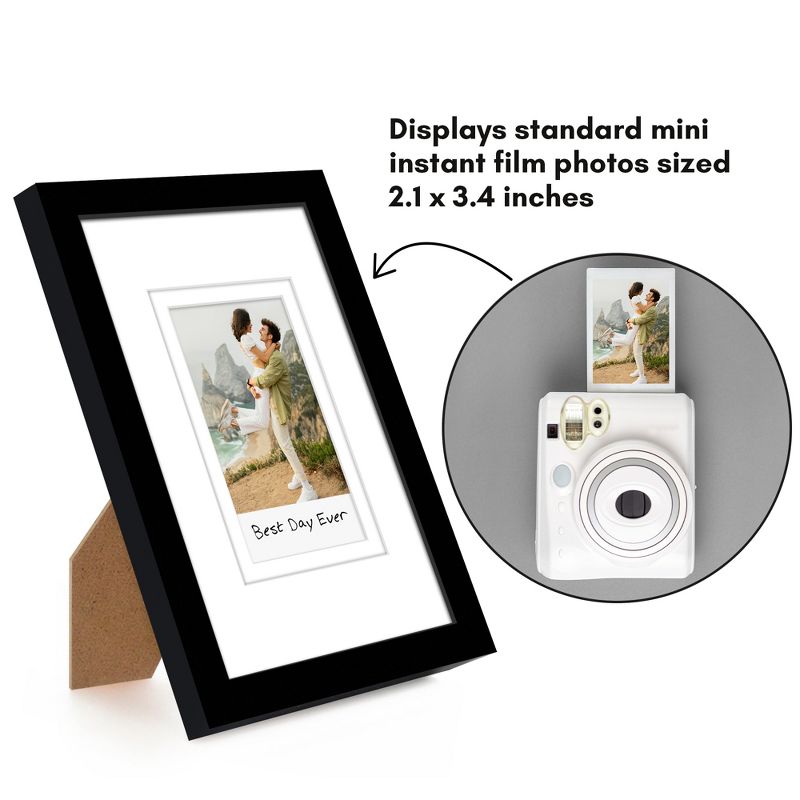 Americanflat Mini Instant Photo Frame with Double White Mat - Display 2.1x3.4 Photos - Black - Multi Pack, 2 of 8