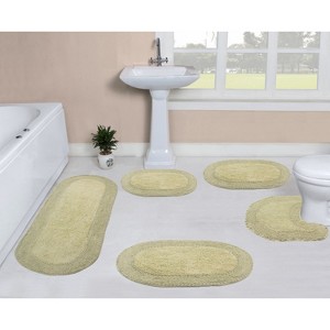 Home Weavers Double Ruffle Collection 100% Cotton Tufted Bathroom Rug Set, Non-Slip Latex Bath Rug Set - 1 of 4