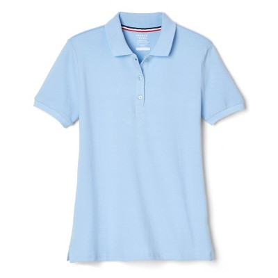 French Toast Young Womans' Uniform Short Sleeve Pique Polo Shirt - Light Blue XS