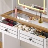 Vanity Desk with Mirror,  Power Outlet Makeup Vanity Table with 5 Drawers and 6 Storage Shelves, Large Extendable Dressing Table - 4 of 4