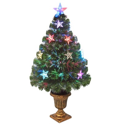 National Tree Company 3 ft Fiber Optic Evergreen Tree with Star Decorations
