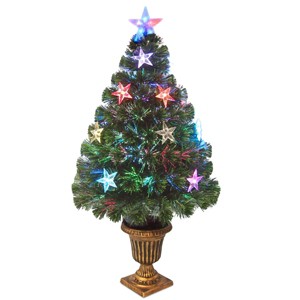 National Tree Company 3 ft Fiber Optic Evergreen Tree with Star Decorations - 1 of 3