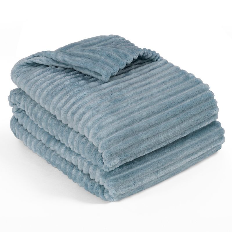 PAVILIA Super Soft Fleece Flannel Ribbed Striped Throw Blanket, Luxury Fuzzy Plush Warm Cozy for Sofa Couch Bed, 2 of 10