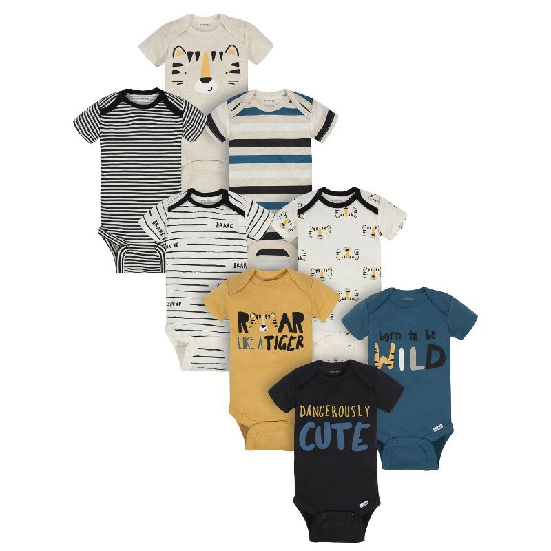 Onesies Brand Baby Boys' Short Sleeve Bodysuits, 8-pack, Tiger, 1 of 10