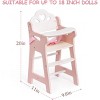 ROBOTIME Doll Furniture Baby Doll High Chair, Pretend Play High Chair with Seat Belt, Dollhouse Furniture Accessories, Pink, 11"*9.8"*20" - 3 of 4