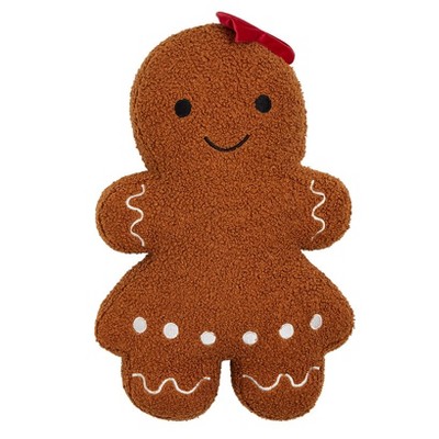 The Lakeside Collection Christmas Shaped Accent Pillows - Gingerbread Woman