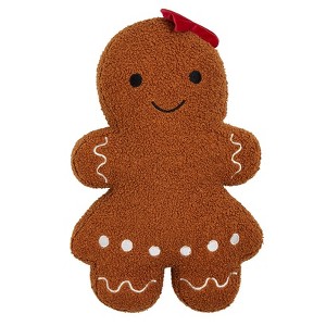 The Lakeside Collection Christmas Shaped Accent Pillows - Gingerbread Woman - 1 of 3