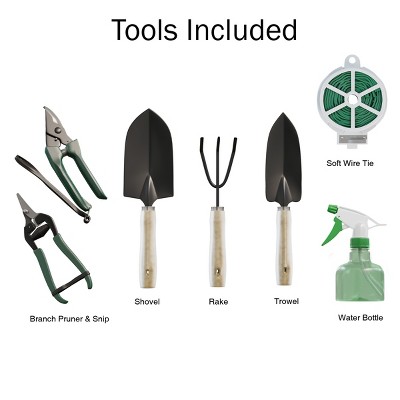 Nature Spring Gardening Tools With 7-Pocket Canvas Tote - Set of 8