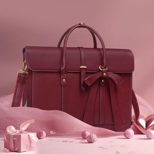 Hachkiko 16 Inch Waterproof PU Leather Laptop Bag - Convertible Backpack & Briefcase with Padding for Work, Travel - 1 of 4