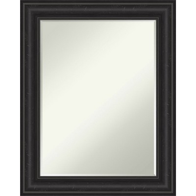 Amanti Art Shipwreck Black Petite Bevel Bathroom Wall Mirror 29.5 x 23.5 in.