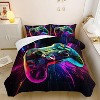 Gaming Home Comforter Set,Game controller pattern,for kids who love gaming. Machine washable,containing 1 Comforter + 2 pillowcases - 3 of 4