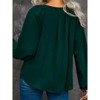 Coolmee Womens Plus Size Tops Casual V Neck Smocked Long Sleeve Chiffon Blouse Flowy Work Shirts - 4 of 4
