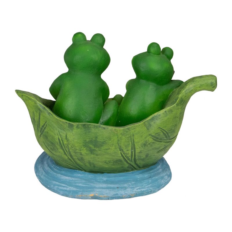 Northlight 10" Green Frogs in a Lily Pad Outdoor Garden Statue, 4 of 6