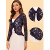 INSPIRE CHIC Women's Tie Front Ruffled Hem Floral Lace Sheer Crop Bolero Shrug - 2 of 4