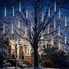 Itopfox 8 Piece 12 Inch Meteor Shower Icicle Lights 288 LED White Waterproof Outdoor Snow Raindrop Lights for Christmas Tree Holiday Decor - 2 of 4