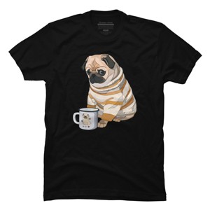 Men's Design By Humans Cute pug & mug By stripedbeetlee T-Shirt - 1 of 4