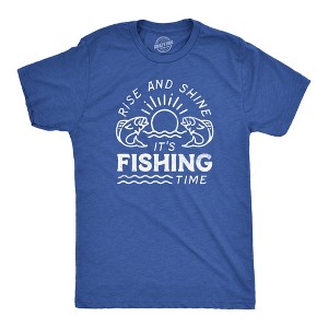 Mens Rise And Shine Its Fishing Time T Shirt Funny Fisherman Tee For Guys - Crazy Dog Men's T Shirt - 1 of 4