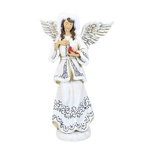 10.25 In Angel Holding Cardinal Wings White Robe Figurines - 1 of 3