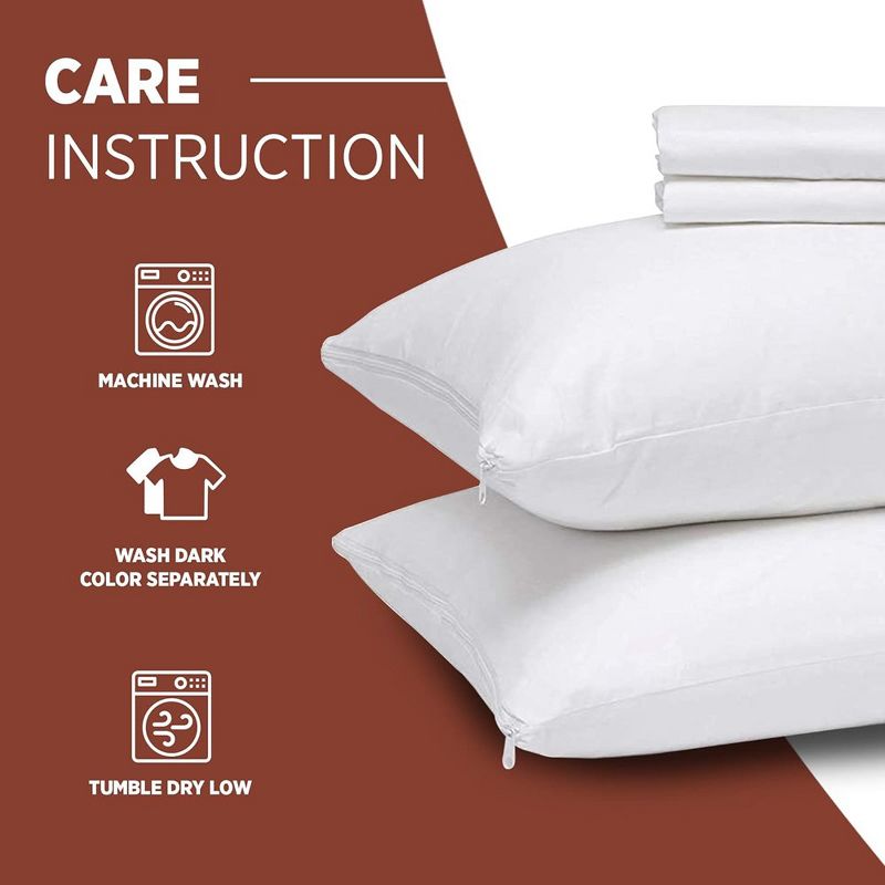 Better Bed Collection Poly/Cotton White PIllow Protectors 2 Pack, 4 of 9