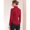 INSPIRE CHIC Women's Contrast Collar Chiffon Long Sleeve Work Office Blouse - 4 of 4