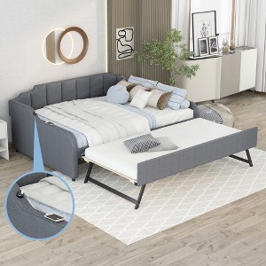 Full Size Upholstery Daybed with Trundle and USB Charging Design - 1 of 4