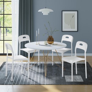Dining Chairs Set of 1, Stackable Modern Kitchen Chairs,Plastic Dining Room Chair with Metal Legs,Easy Assembly - 1 of 4