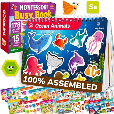 QUOKKA Montessori Busy Book for Toddlers 3-5 Years Old - Activity Book for Kids with Interactive Pages 3 Year Old - Learning Toys for Boys and Girls