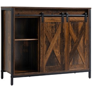 Okak Barn Door Style Buffet Cabinet with Storage for Living Room 34.5" Farmhouse Kitchen Sideboard Cabinet with Adjustable Shelf - 1 of 4