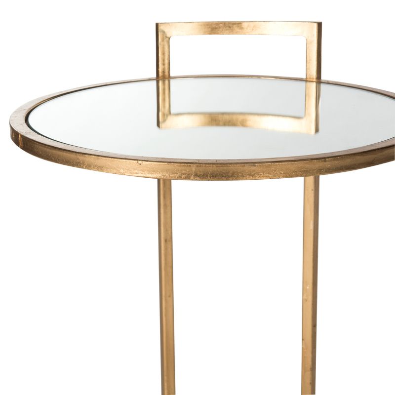 Calvin Round Gold Leaf End Table - Gold/Mirror - Safavieh., 3 of 5