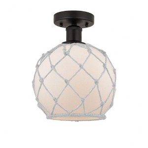 Farmhouse Rope - 1 Light Semi-Flush Mount In Industrial Style-10.75 Inches Tall and 8 Inches Wide - 1 of 1