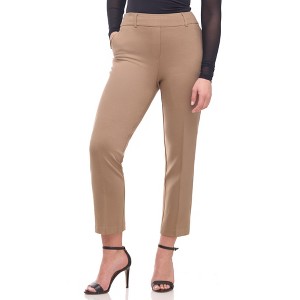 Rekkuna Women's Pull-On Ankle Work Pants – Mid-Rise Slim Straight Office Yoga Trousers with Pockets and Belt Loops - 1 of 4