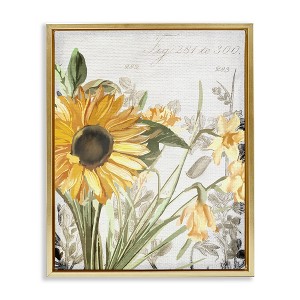 Stupell Industries Sunflower Floral over Vintage Plant Floating Frame Canvas Art - 1 of 4