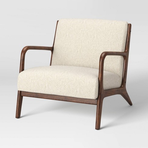 Esters Wood Armchair Cream Boucle Walnut Threshold