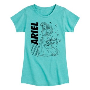 Girls' - Disney Princess - Ariel Wearing Dress Fitted Short Sleeve Graphic T-Shirt - 1 of 4