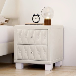 2-Drawer Elegant Velvet Nightstand, Bedside Table with Storage for Bedroom or Living Room – Maison Boucle - 1 of 4