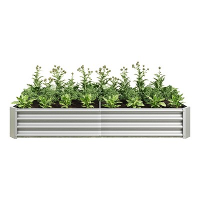 Lirago,70.87"L*35.83"W*11.81"H,Rectangle Galvanized Metal Raised Garden Bed - Large Outdoor Planter Box for Vegetables & Flowers, Silver