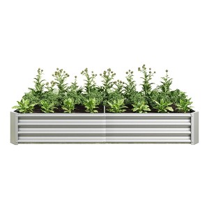 Lirago,70.87"L*35.83"W*11.81"H,Rectangle Galvanized Metal Raised Garden Bed - Large Outdoor Planter Box for Vegetables & Flowers, Silver - 1 of 4
