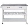 Kitchen Cart With Stainless Steel Counter Top, 2 Drawers, Rolling Kitchen Cart On Wheels With 2 Opening Shelves For Home Kitchen Dining Room - 4 of 4