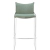 Poly Linen Barstool 40.4"H, Green Seat & Chrome Steel Frame With Armrests by Zuo Modern - 3 of 4
